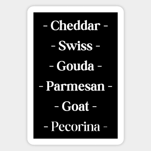 List Of Cheeses Magnet